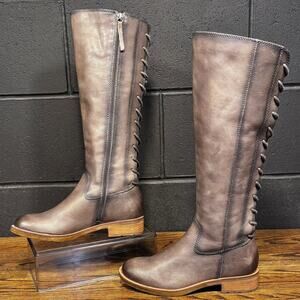 SOFFT Brown Leather Knee High Corset Campus Riding Boots Women’s 6